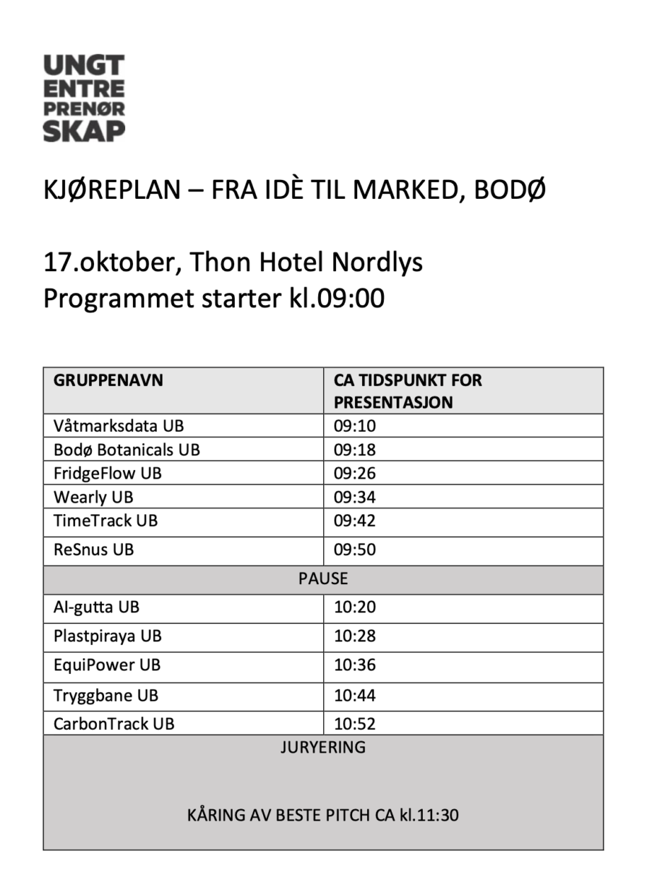 Kjoreplan nettside bodo